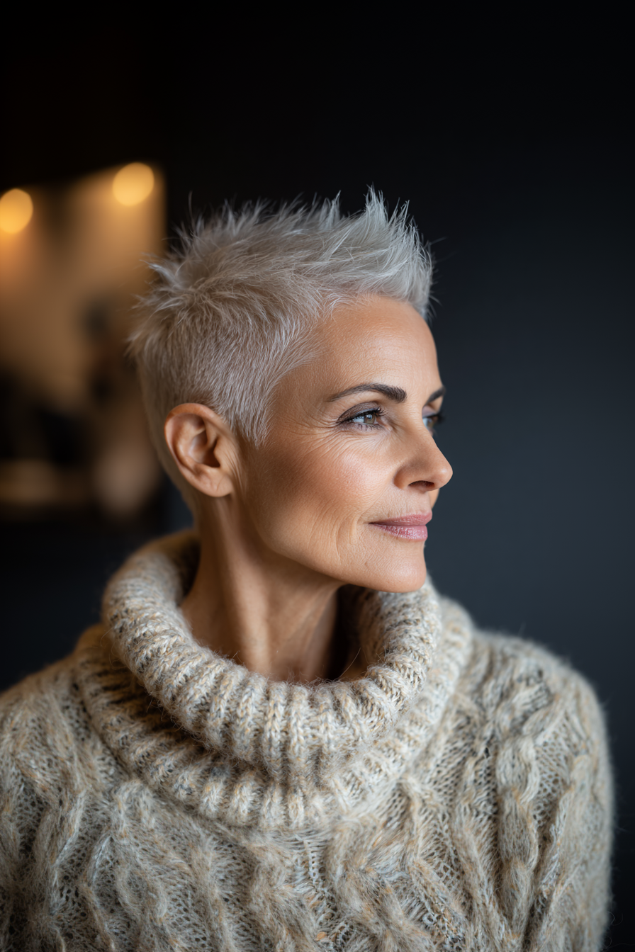 9. Platinum -Unterschnurpixie (Stachelfrisuren für Frauen über 50) - Stachelfrisuren für Frauen über 50