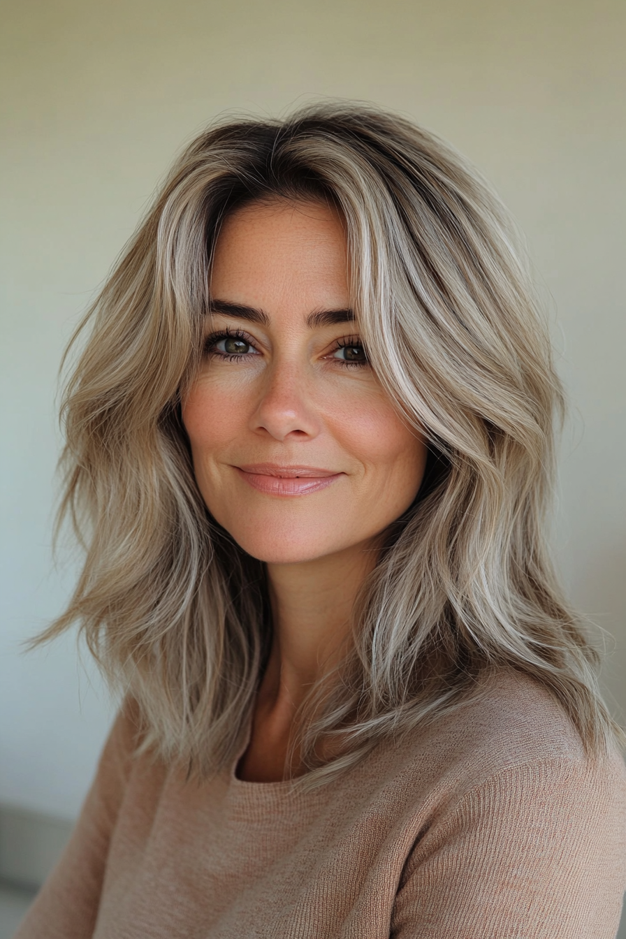 9. Schulterlänge mit subtilem blonden Balayage (Frisurstrends für Frauen über 40 mit feinem Haar) - Frisurstrends für Frauen über 40 mit feinem Haar