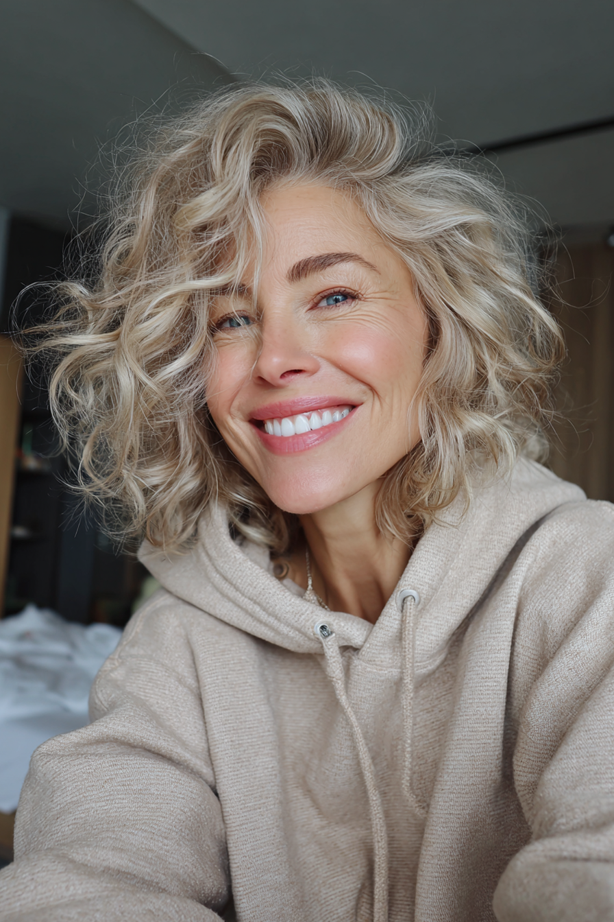 9. Soft Curled Beige Blonde Bob (mittelgroße Bob -Haarschnitte für ältere Frauen) - mittelgroße Bob -Haarschnitte für ältere Frauen