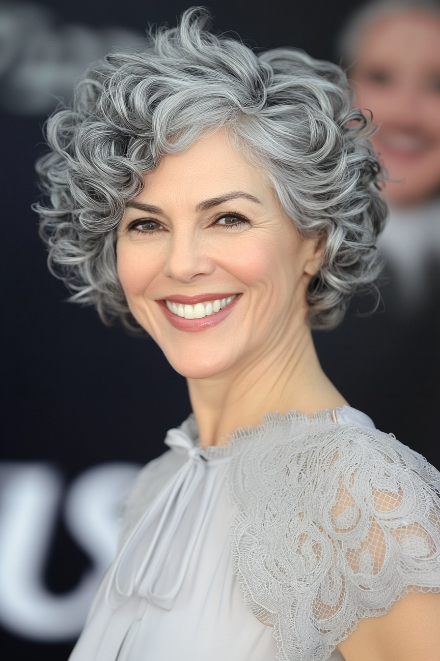 9. Stahlgrau Spiralpixie (kurze lockige Frisuren für Frauen über 50 mit grauem Haar) - kurze lockige Frisuren für Frauen über 50 mit grauen Haaren