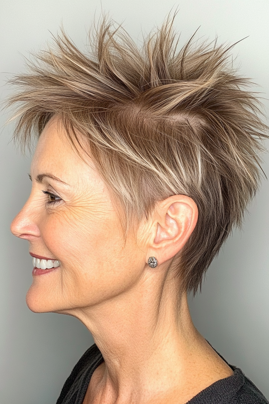 9. sonnenverwöhnte hellbraune Spikes (stachelige Frisuren für Frauen über 60) - Stachelige Frisuren für Frauen über 60