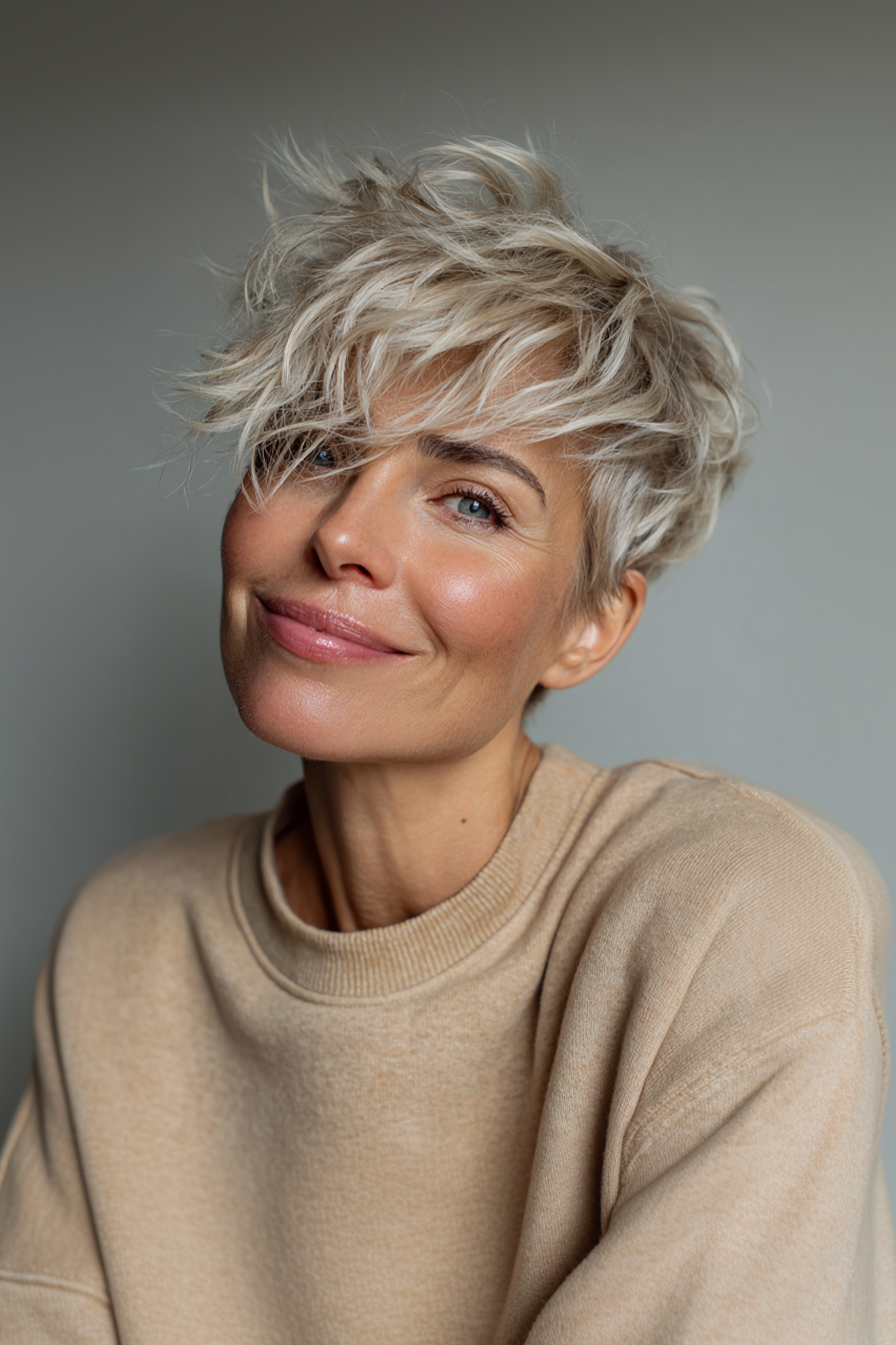 9. zerzauste aschblonde Pixie (kurze Pixie -Frisuren für ältere Frauen) - kurze Pixie -Frisuren für ältere Frauen