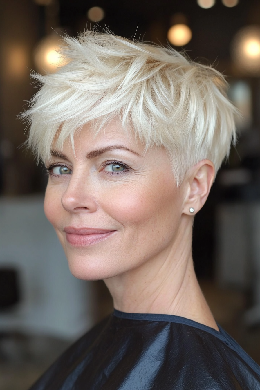 9. Gehörte Pixie in Perlenblond (kurze blonde Frisuren für Frauen über 50) - kurze blonde Frisuren für Frauen über 50
