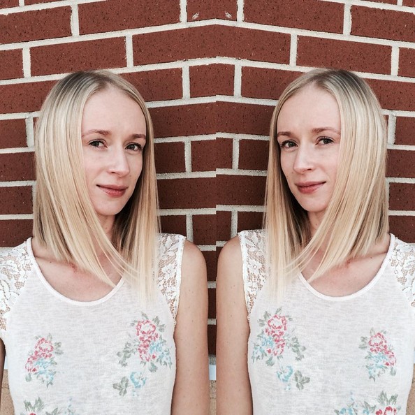 A-Linien-Haarschnitt mit sanften beigen Babylights für feines, dünnes Haar