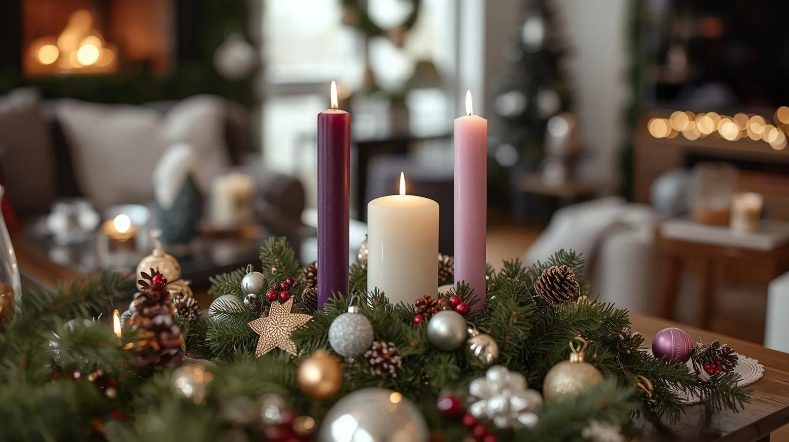 Adventskerzen zur Weihnachtsdekoration