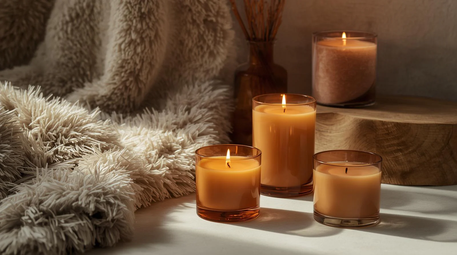 Bernsteinduftkerzen in Glasbehältern