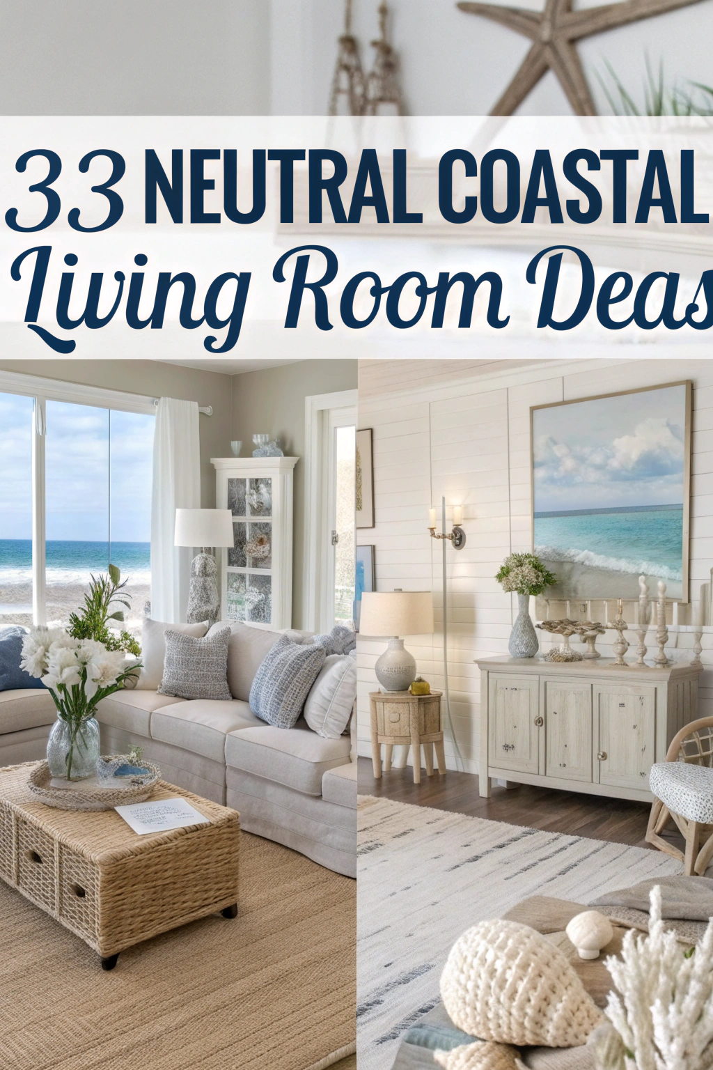 33 neutrale Küsten Wohnzimmer Ideen