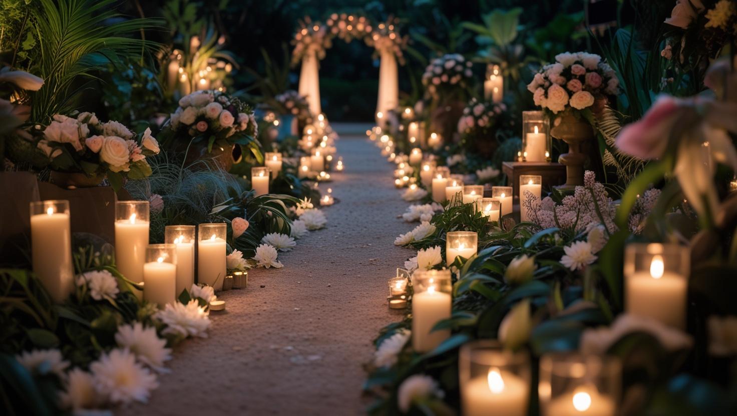 Kerzenhandel Gänge für Hochzeiten des botanischen Gartens