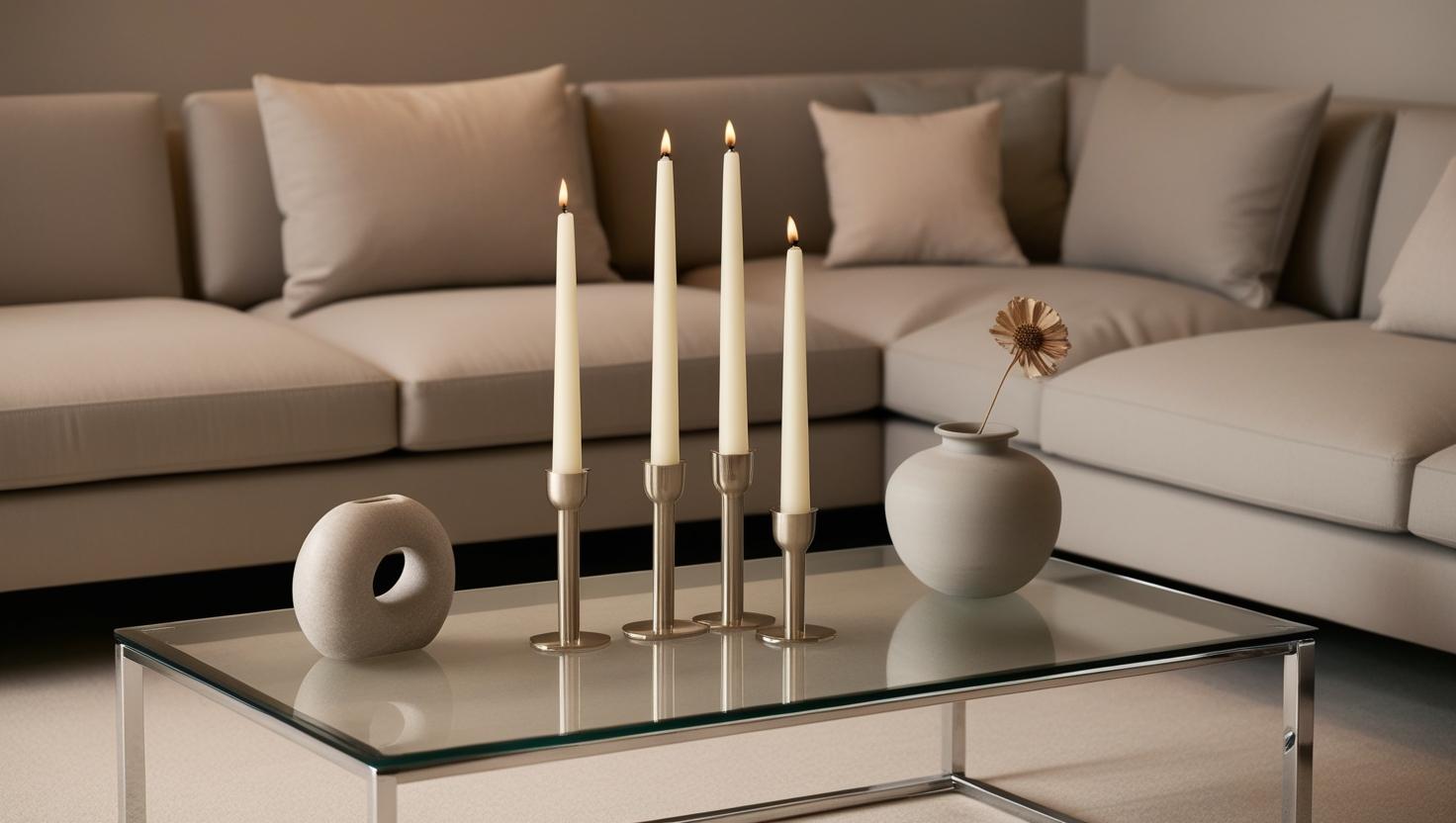 Kerzen als Mittelstücke auf dem Couchtisch