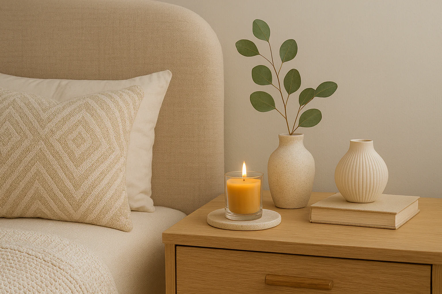 Schaffen Sie eine ruhige Schlafzimmeratmosphäre mit Votivkerzen aus Bienenwachs