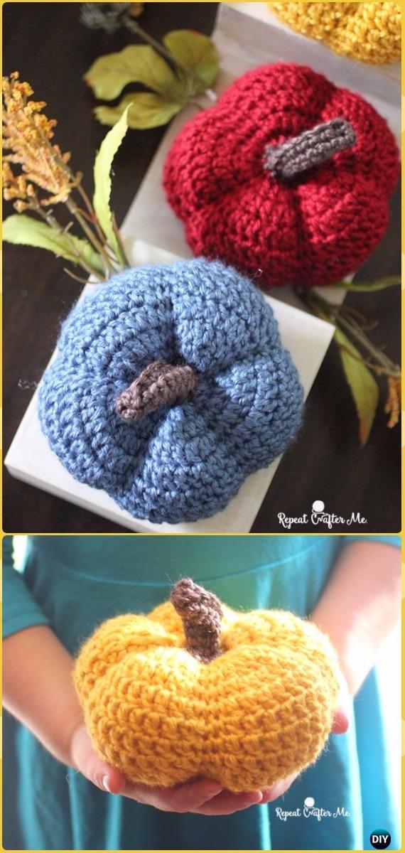 Crochet Caron Harvest Kürbisse kostenlos Muster -Crochet Halloween Amigurumi freie Muster