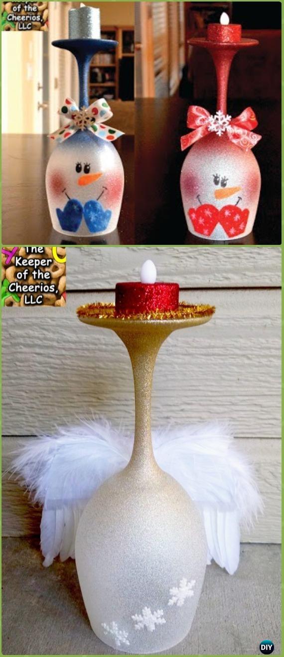 DIY Glitter Spray Weihnachten Weinglas Kerzenhalter Unterricht - Urlaub Kerze DIY BRÜFEN IDEEN & Tutorials