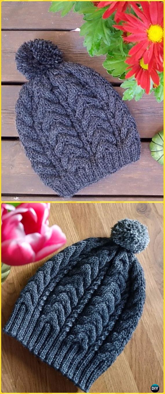 Strick geripptes Kabelhut Freier Muster - Strick Mützenhut Freie Muster 
