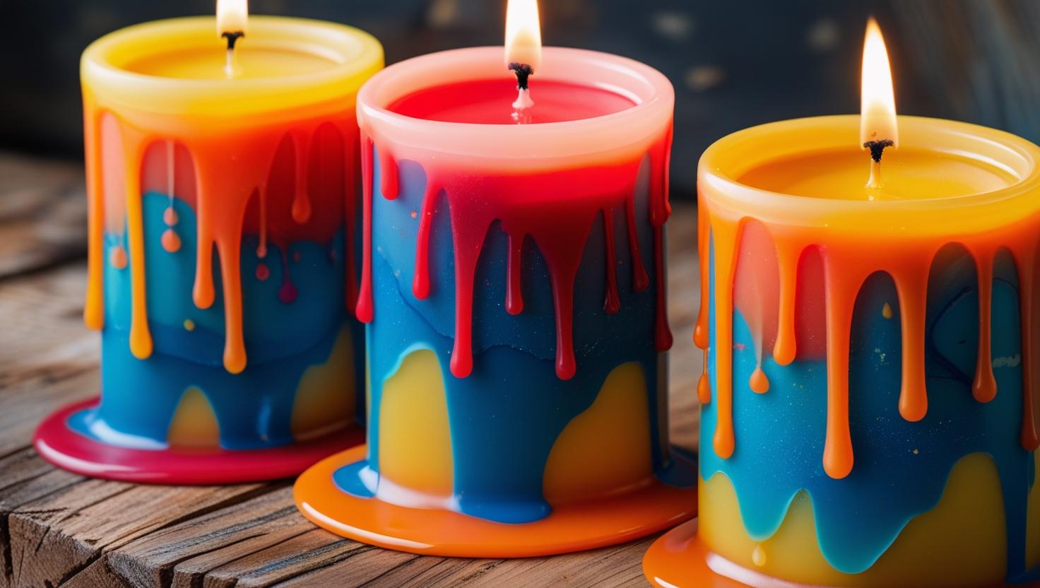 DIY bunte Tropfglaskerzen