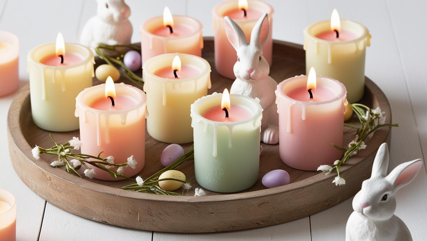 Osterdekor-Ideen mit Kerzenarrangements mit Hasenmotiven