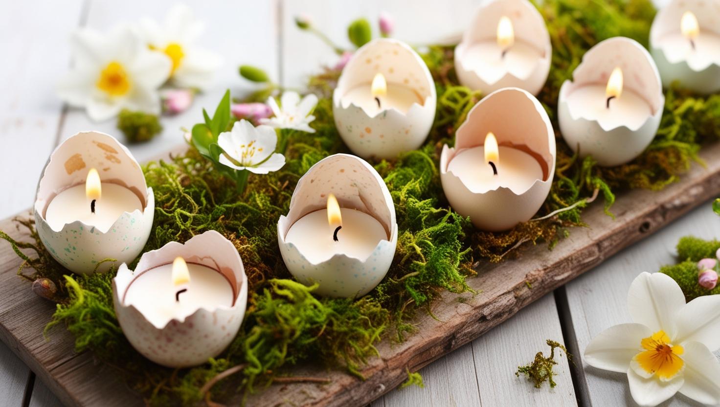 Eierschalenkerzenhalter für die Osterdekoration