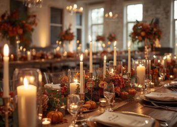 Romantische Herbst -Hochzeitsdekor mit Kerzen für jeden Stil