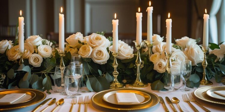 Hochzeitstischdekor mit jedem Kerzenstil