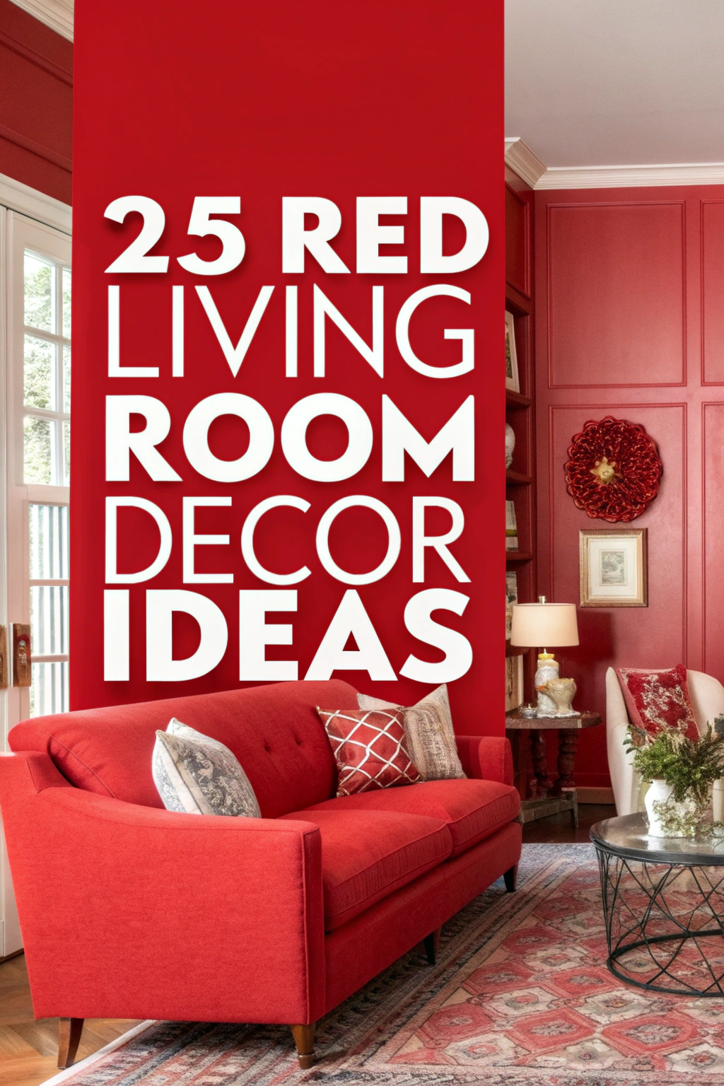 25 Rote Wohnzimmer Dekor Ideen