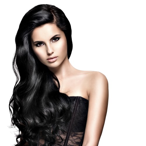 Frisur mit langer schwarzer Haarmin