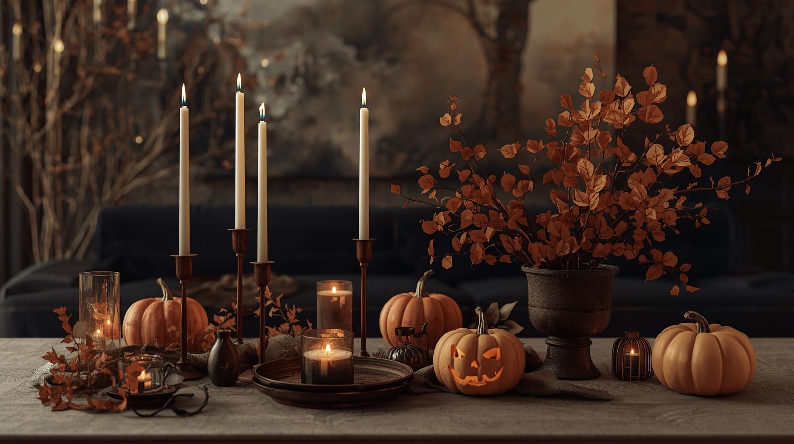 Halloween -Dekorationen mit eleganten Verjüngungskerzen