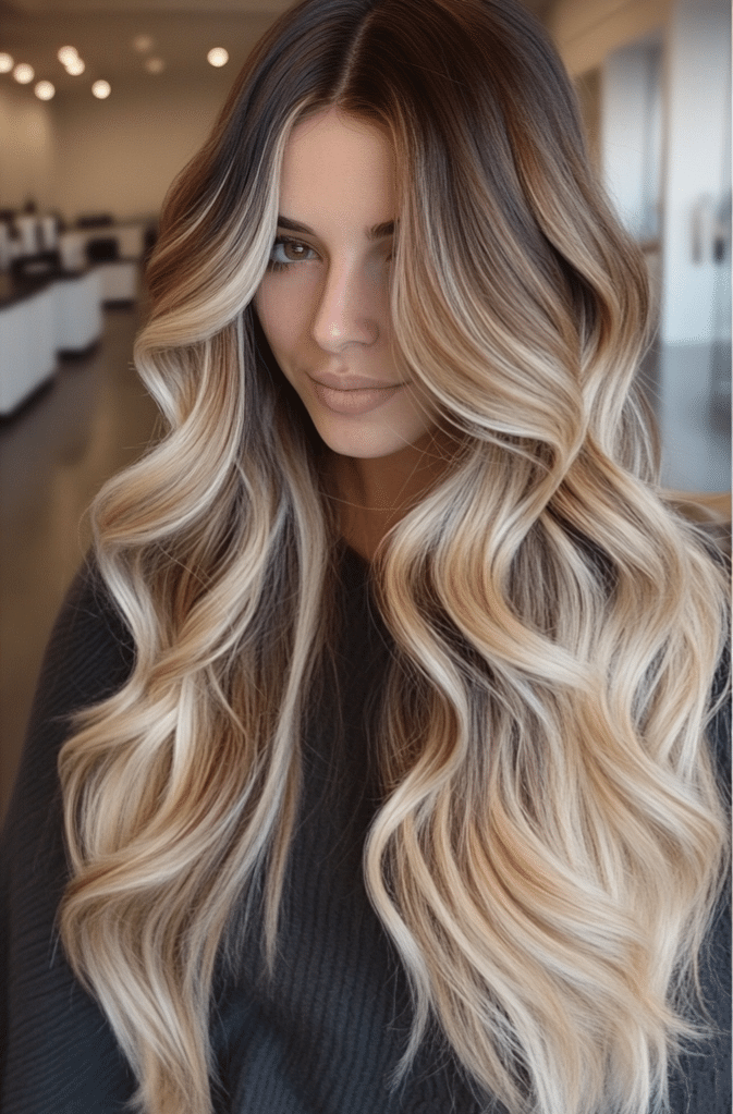 Honigblonde Balayage auf der Brünetten Basis