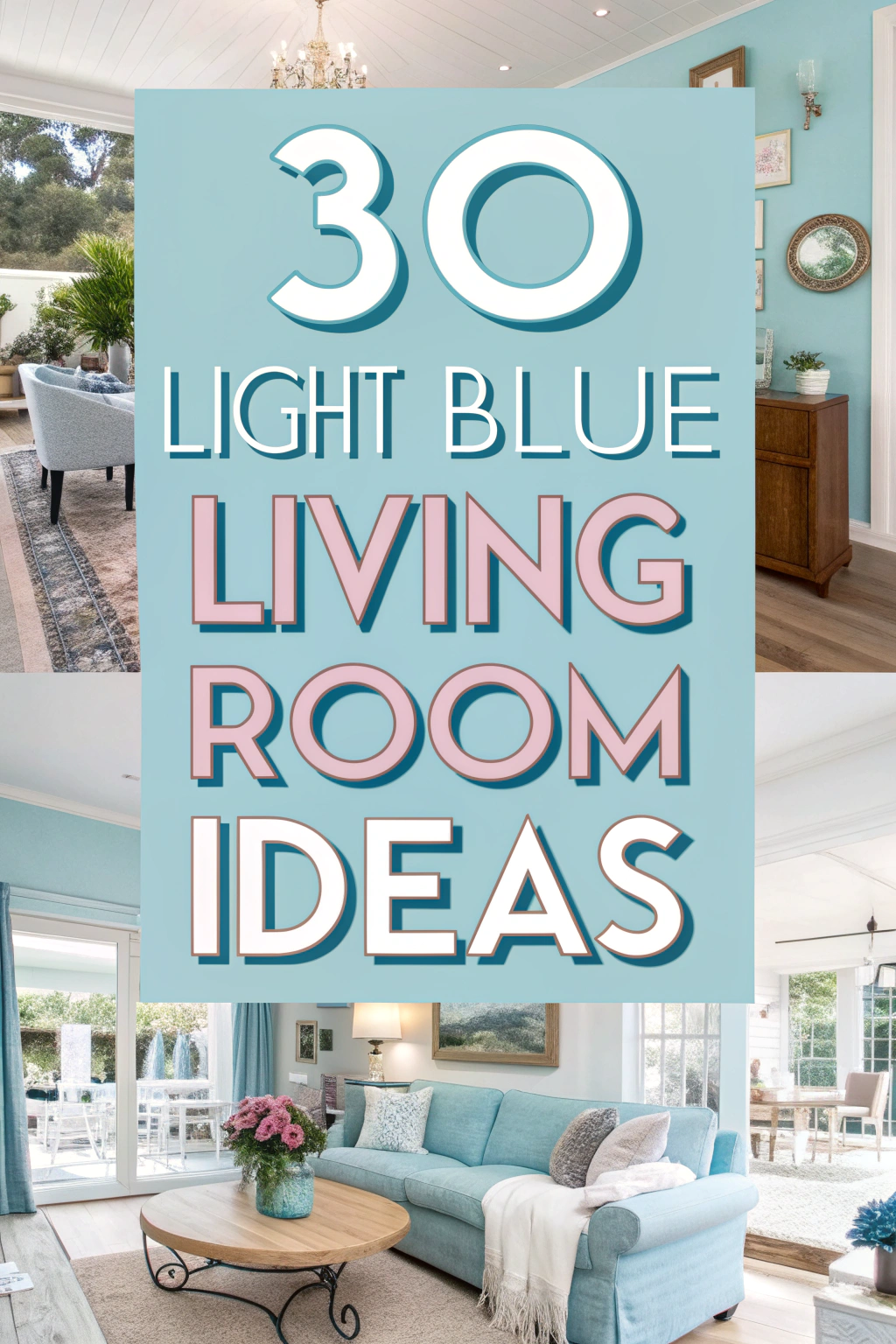 30 hellblaue Wohnzimmer Ideen