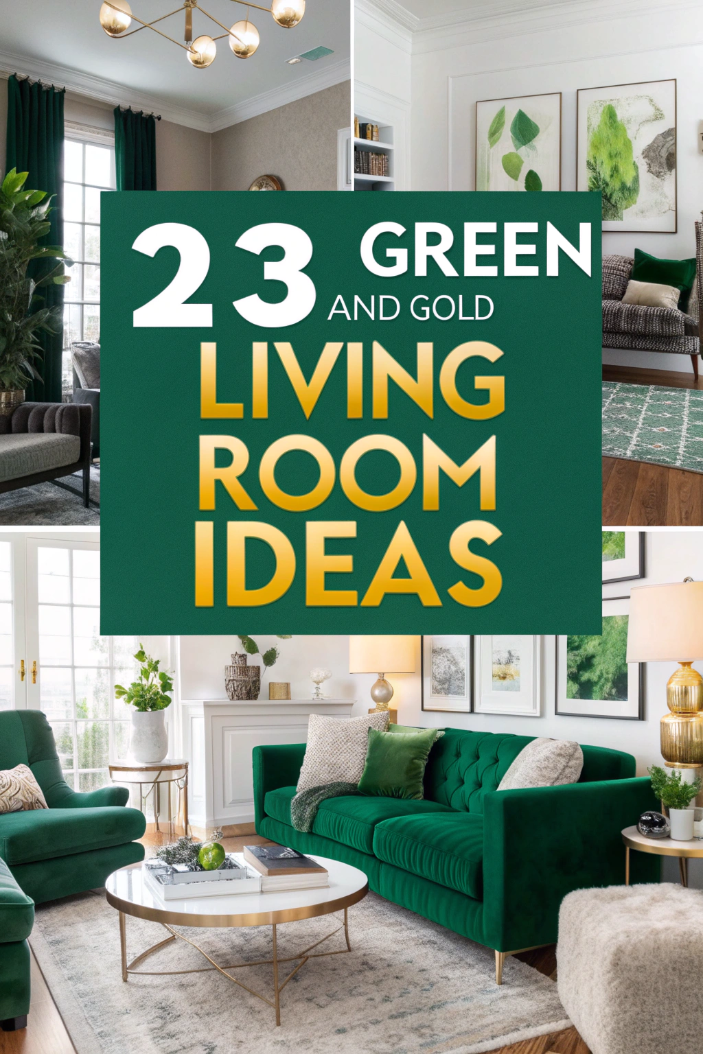 23 Ideen für grüne und goldene Wohnzimmer