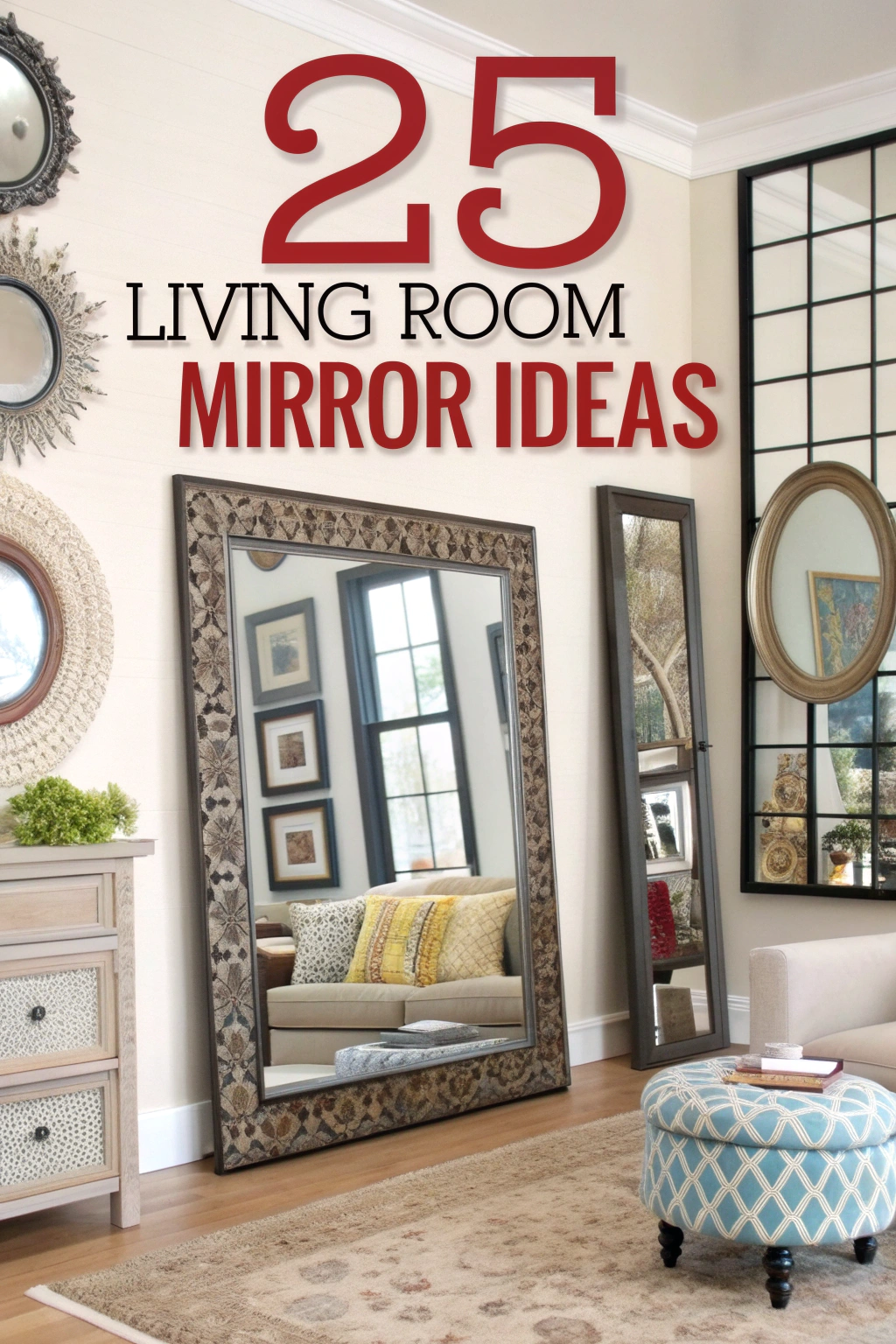 25 Wohnzimmerspiegelideen