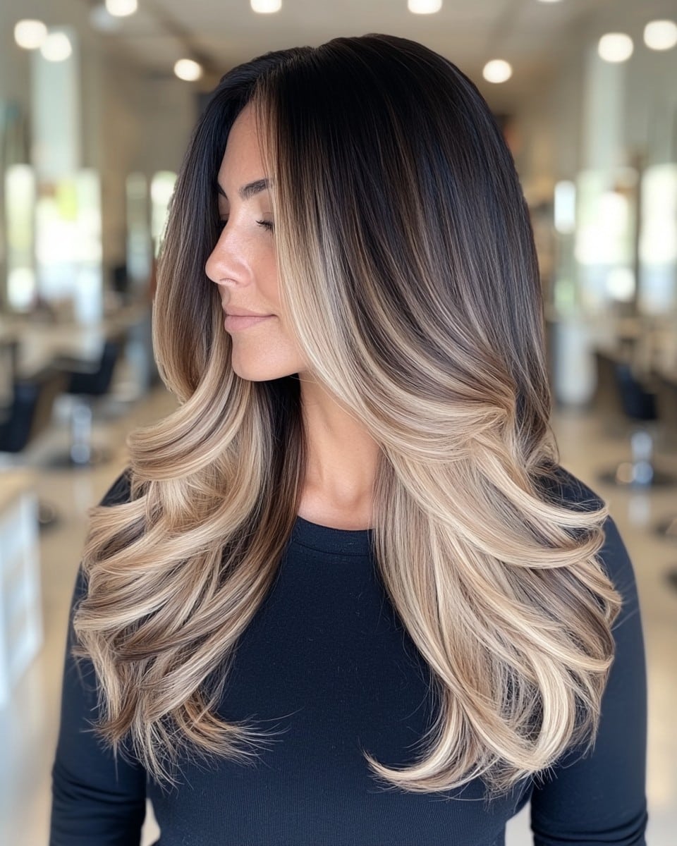 Lived-In Blonde mit Dark Root Melt 1