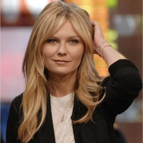 49 Schönes langes Haar mit Pony Langes Haar mit Pony, rundes Gesicht