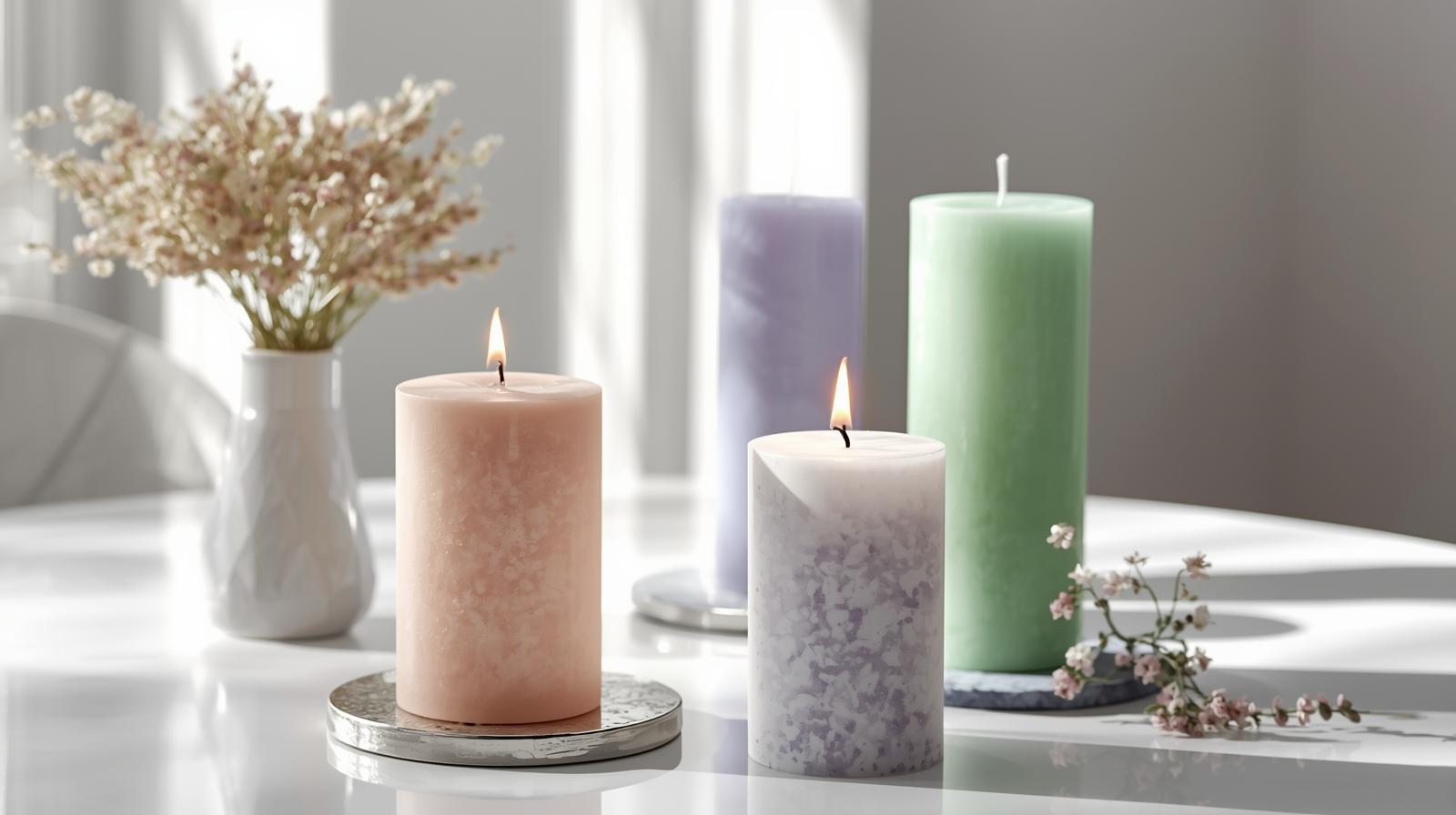 Lang verbrannte Säulenkerzen