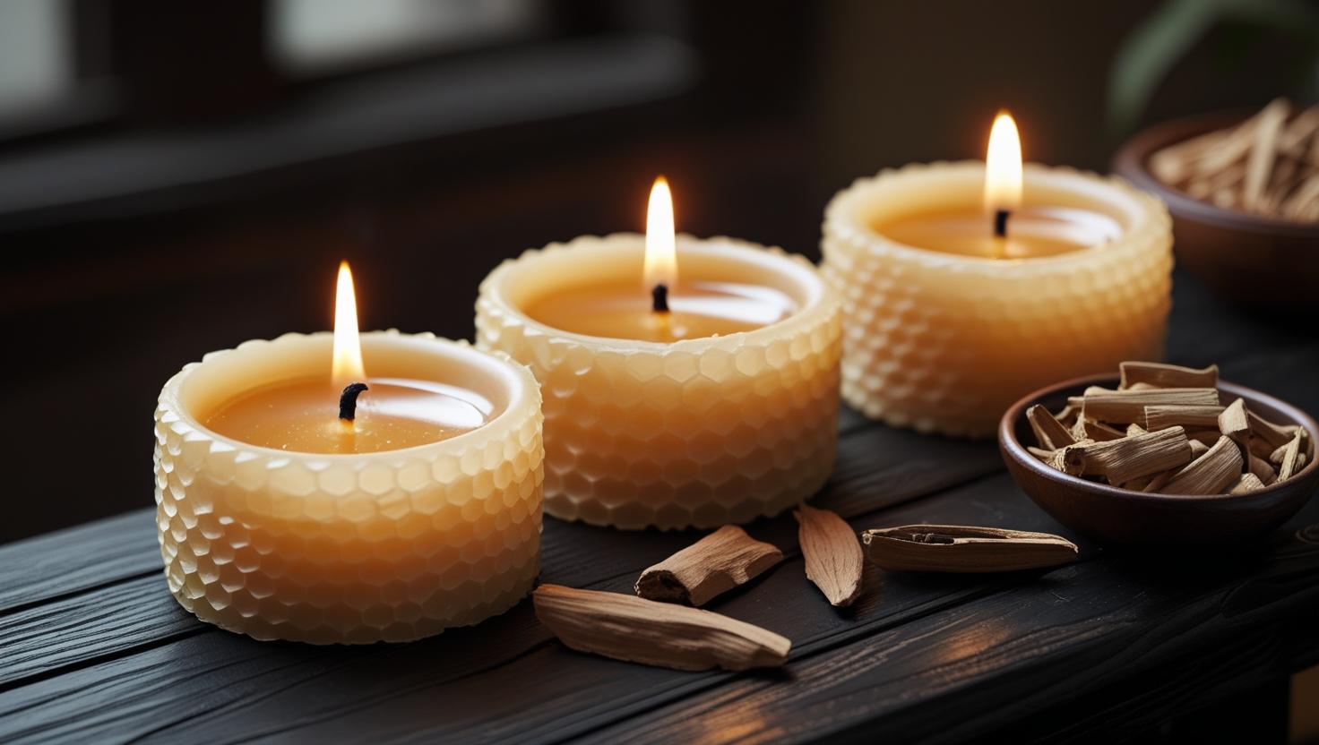 Meditation für Achtsamkeit mit mit Sandelholz duftenden Kerzen