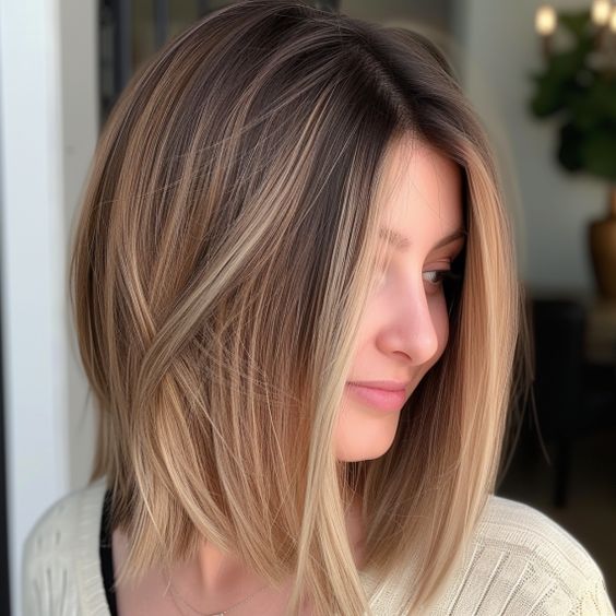 Mittel Ombre Bob mit blonden Highlights