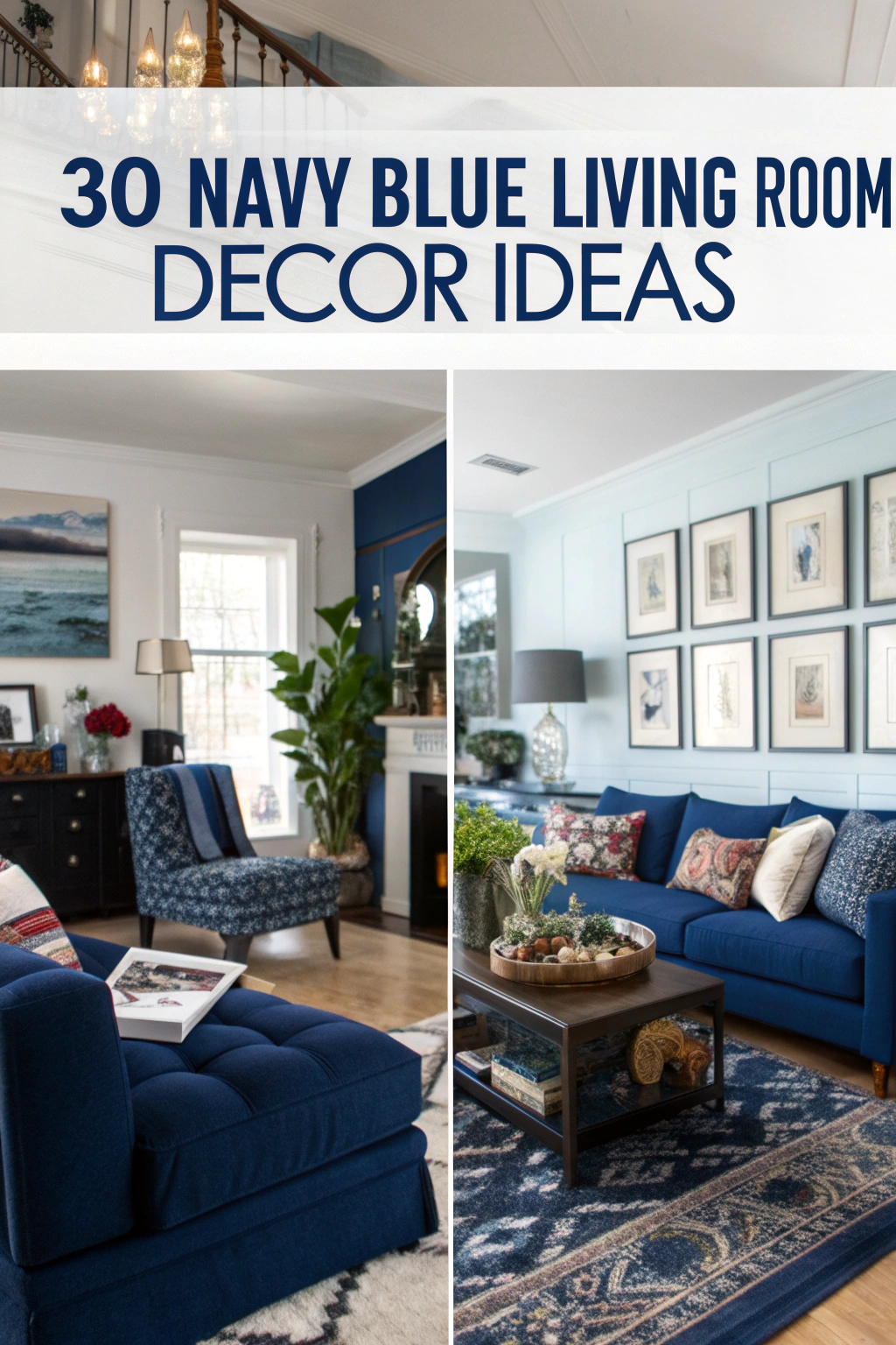 30 marineblaue Wohnzimmer Dekor Ideen