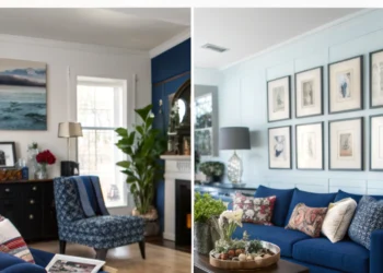 30 marineblaue Wohnzimmer Dekor Ideen