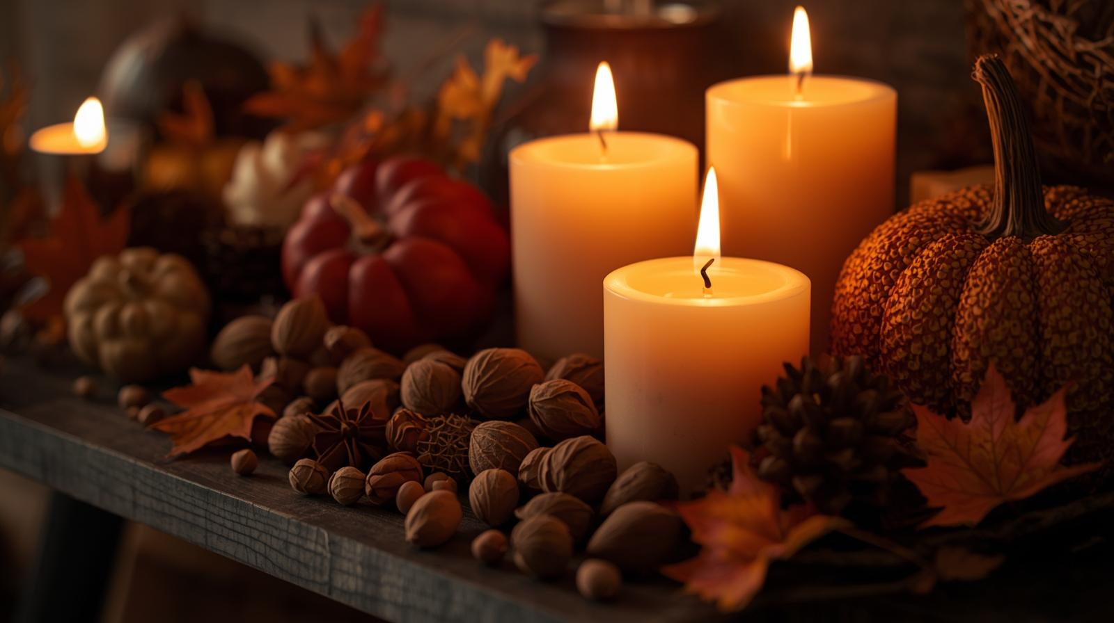 Mit Muskatnuss duftende Kerzen