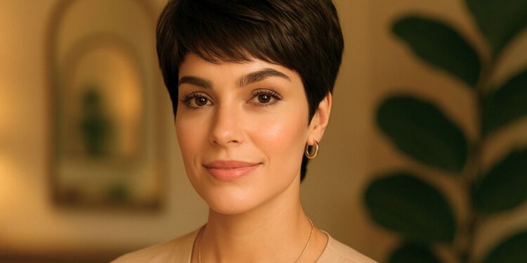 Die kurze Haarrevolution beginnt mit einer geschichteten Pixie