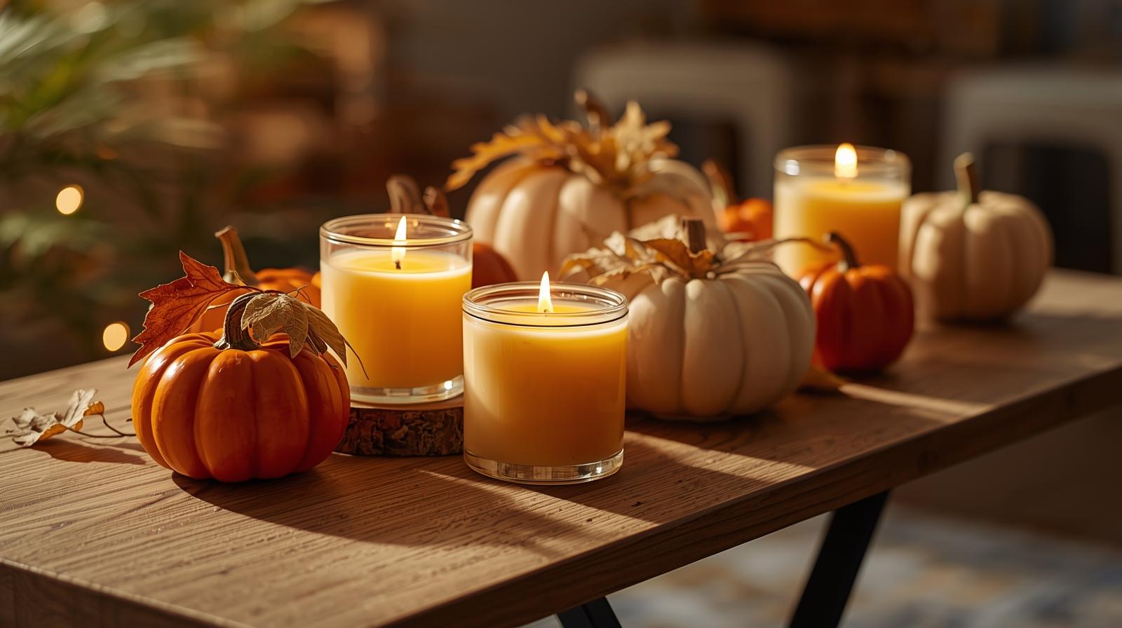 Kürbis-duftende Kerzen in Gläser