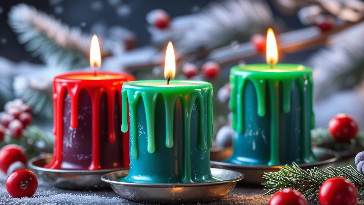 Saisonale Displays mit farbenfrohen tropfenden Kerzen