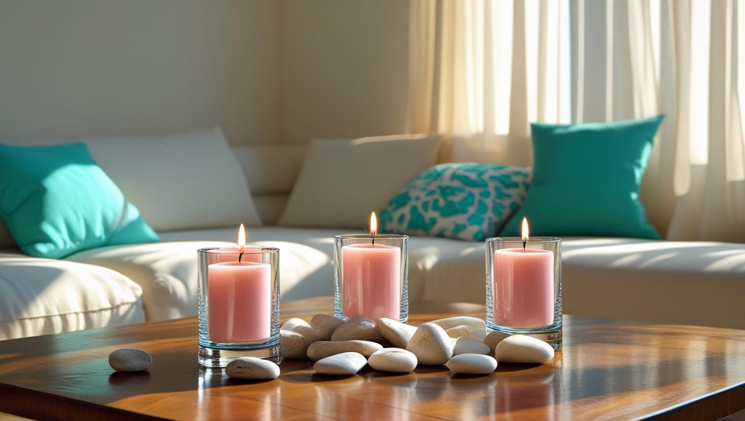 Saisonales Styling mit Votiven mit Rosengefällen