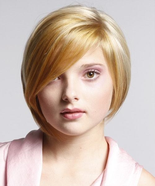 kurze blonde Frisuren für das runde Gesicht 2016