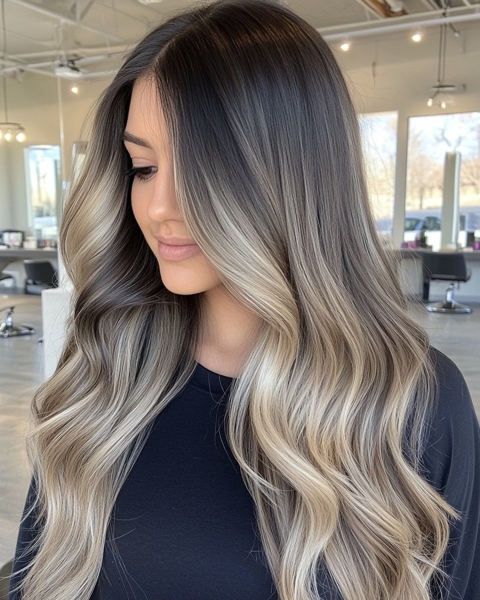 Rauchiger Ascheblonde Balayage
