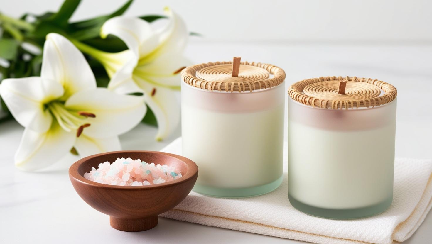 Spa-inspirierte Kerzen mit Badesalz als Muttertagsgeschenk