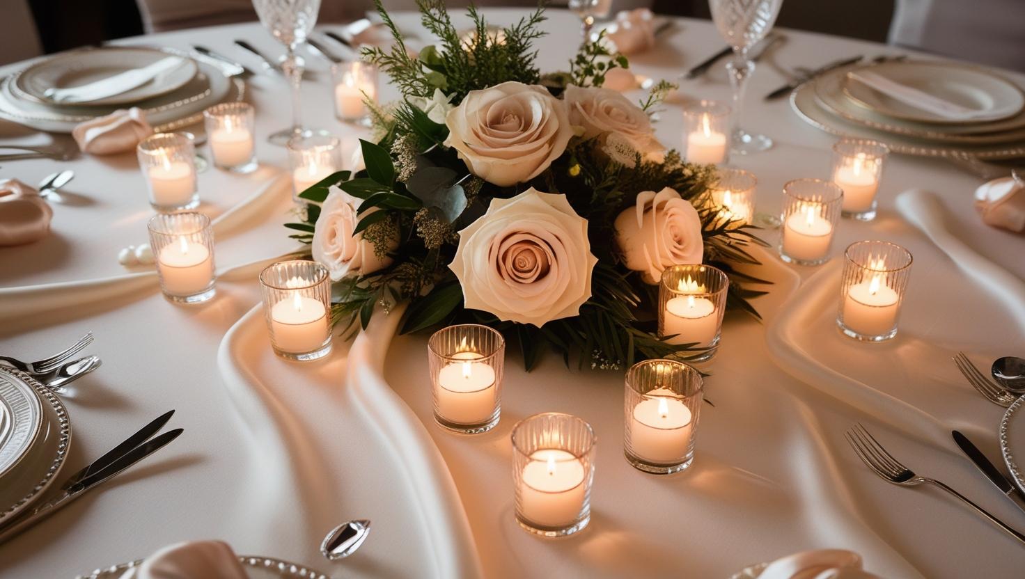 Teelichtkerzenstreuung für Hochzeitstischdekoration