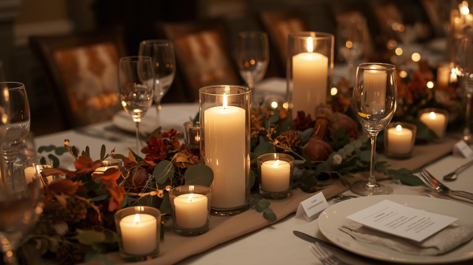 Votivkerzen im Herbst Hochzeitsdekoration