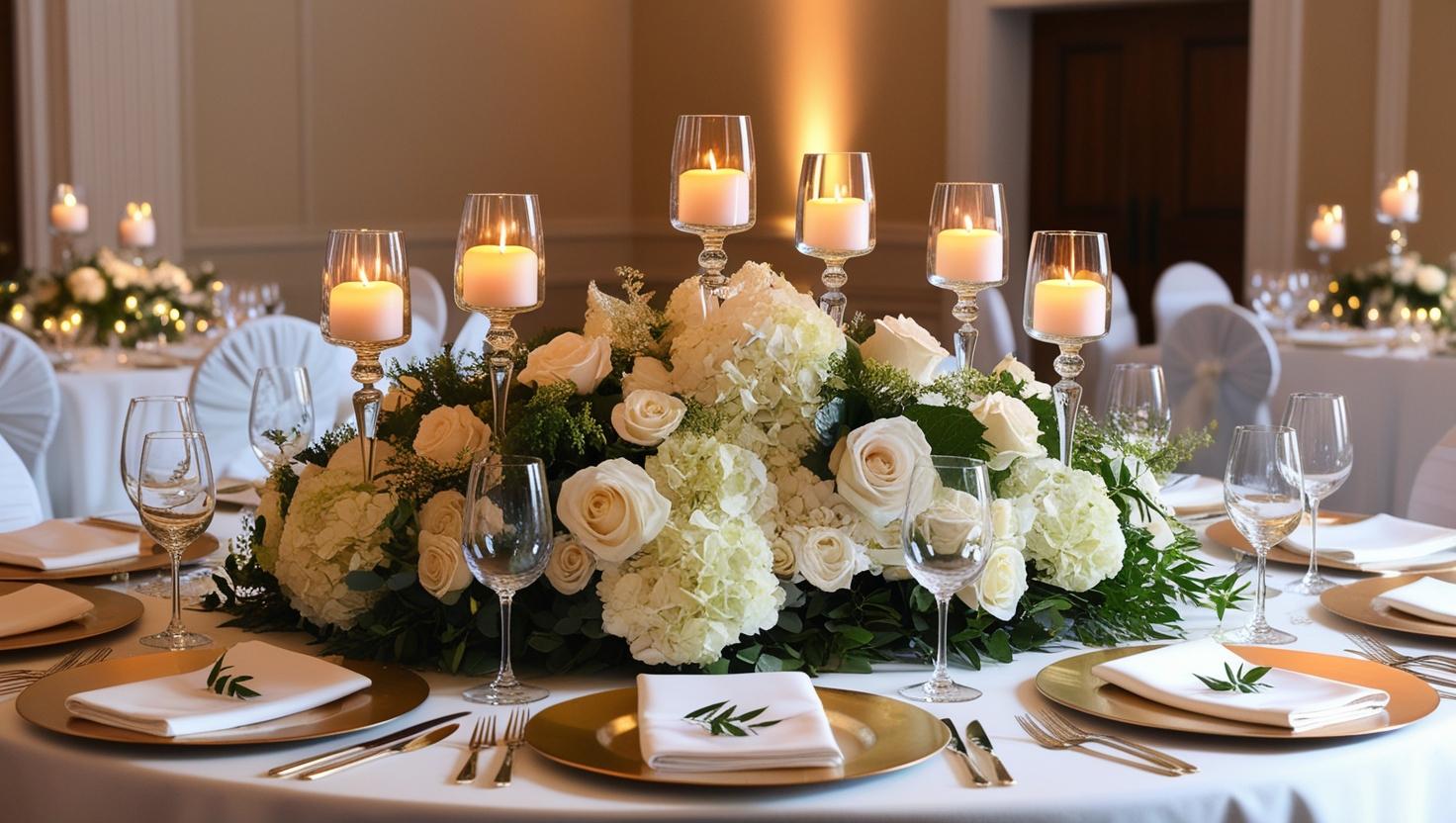 Weinglas Teelight Display für Hochzeitsmittelstücke