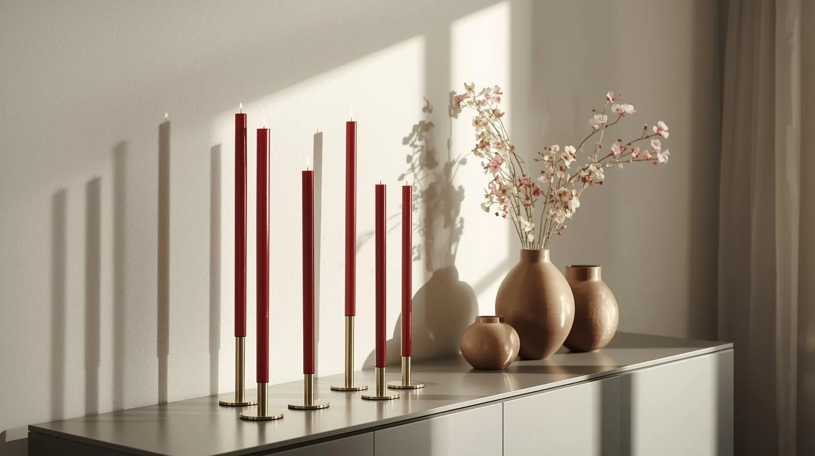 Fügen Sie zeitlose Eleganz mit roten Kerzen hinzu