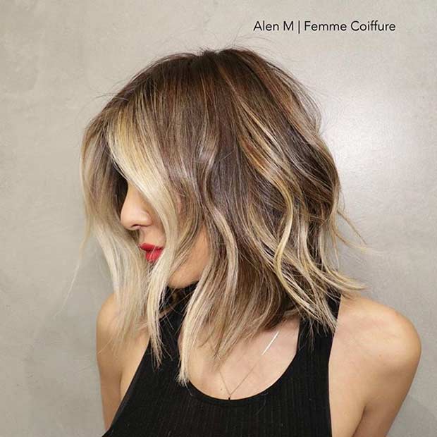 21 beste schulterlange Bob -Frisuren Schulterlänge Bob -Haarschnitt mit blonden Balayage -Highlights