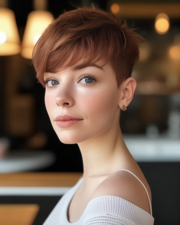 Warme Kastanien -Auburn -Pixie